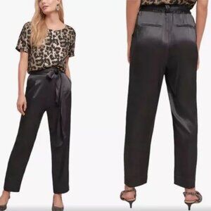 Anthropologie ett:twa Satin Tie Waist Pants Black size 6 Cropped High Waist